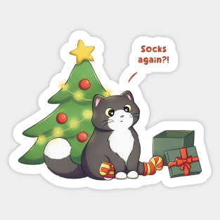 Cat Got Christmas Gift Sticker